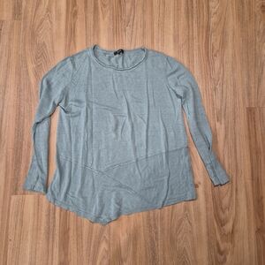 Sage Green Asymmetrical Long-Sleeve Linen Tunic - Medium